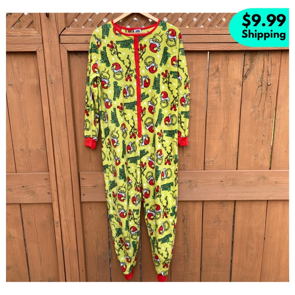 *NWT* SUESSVILLE The Grinch Union Suit Fleece Novelty Onesie, Large
